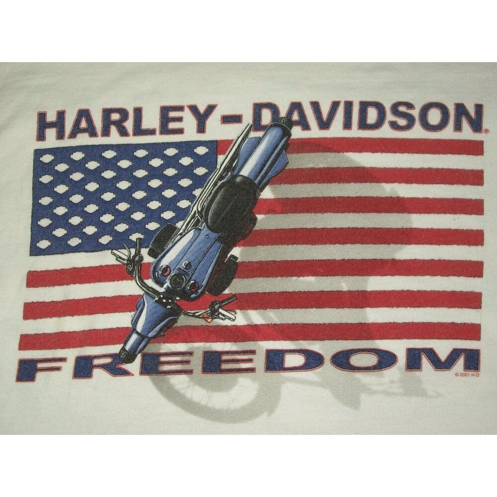 Harley Davidson Las Vegas Men's American Flag Eagle Freedom White T-shirt Medium